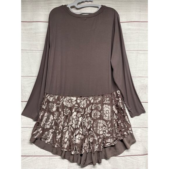 Logo Lori Goldstein Tunic Top Size L Red Asher Velvet Burnout High Low size XL - Picture 10 of 13